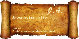 Jovanovits Aliz névjegykártya