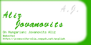 aliz jovanovits business card